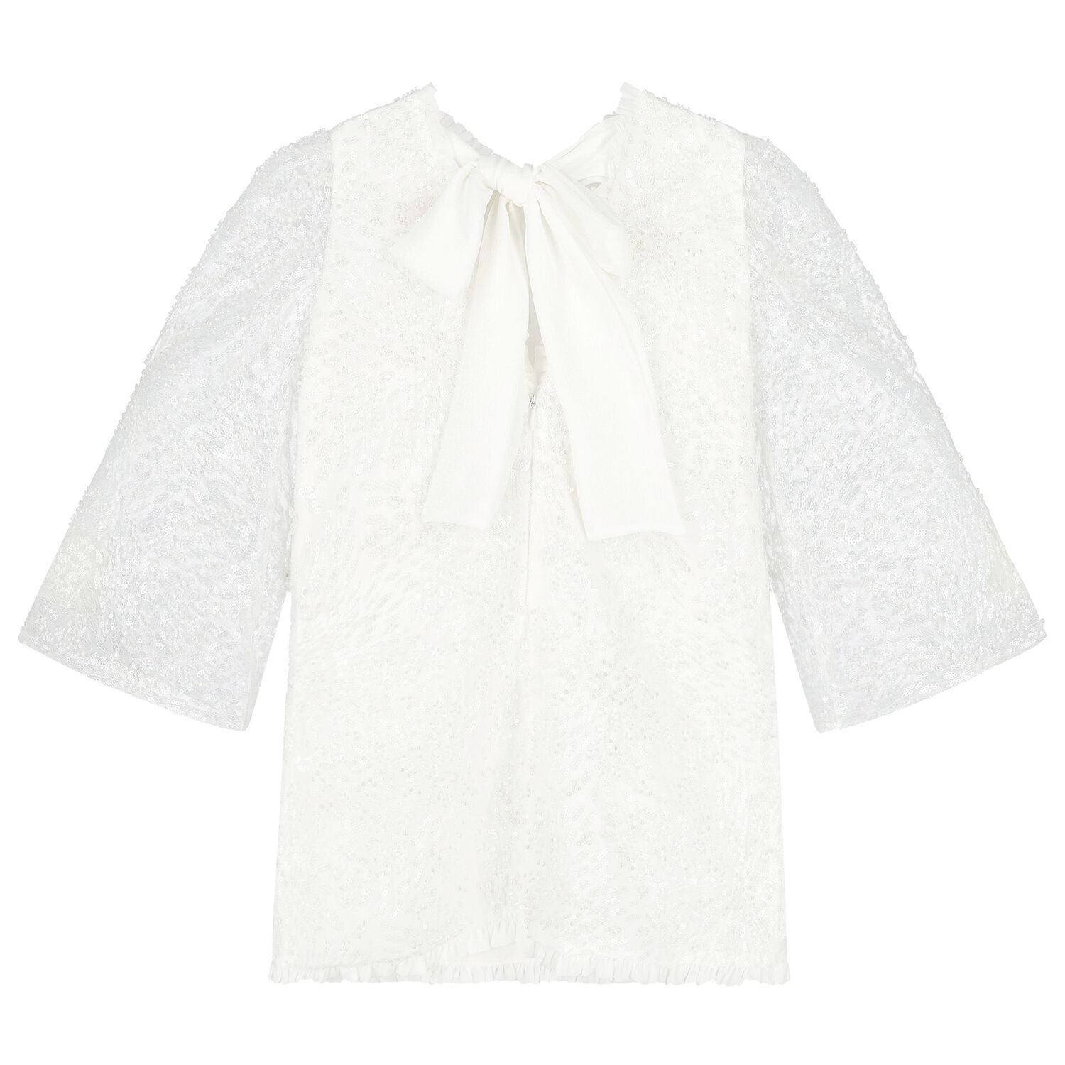 فستان تول باللون أبيض مزخرف للبنات, 1, hi-res