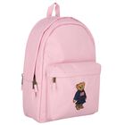 Girls Pink Canvas Polo Bear Backpack ( 44cm ), 3, hi-res