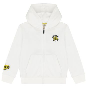 Boys Ivory Teddy Bear Hooded Zip Up Top