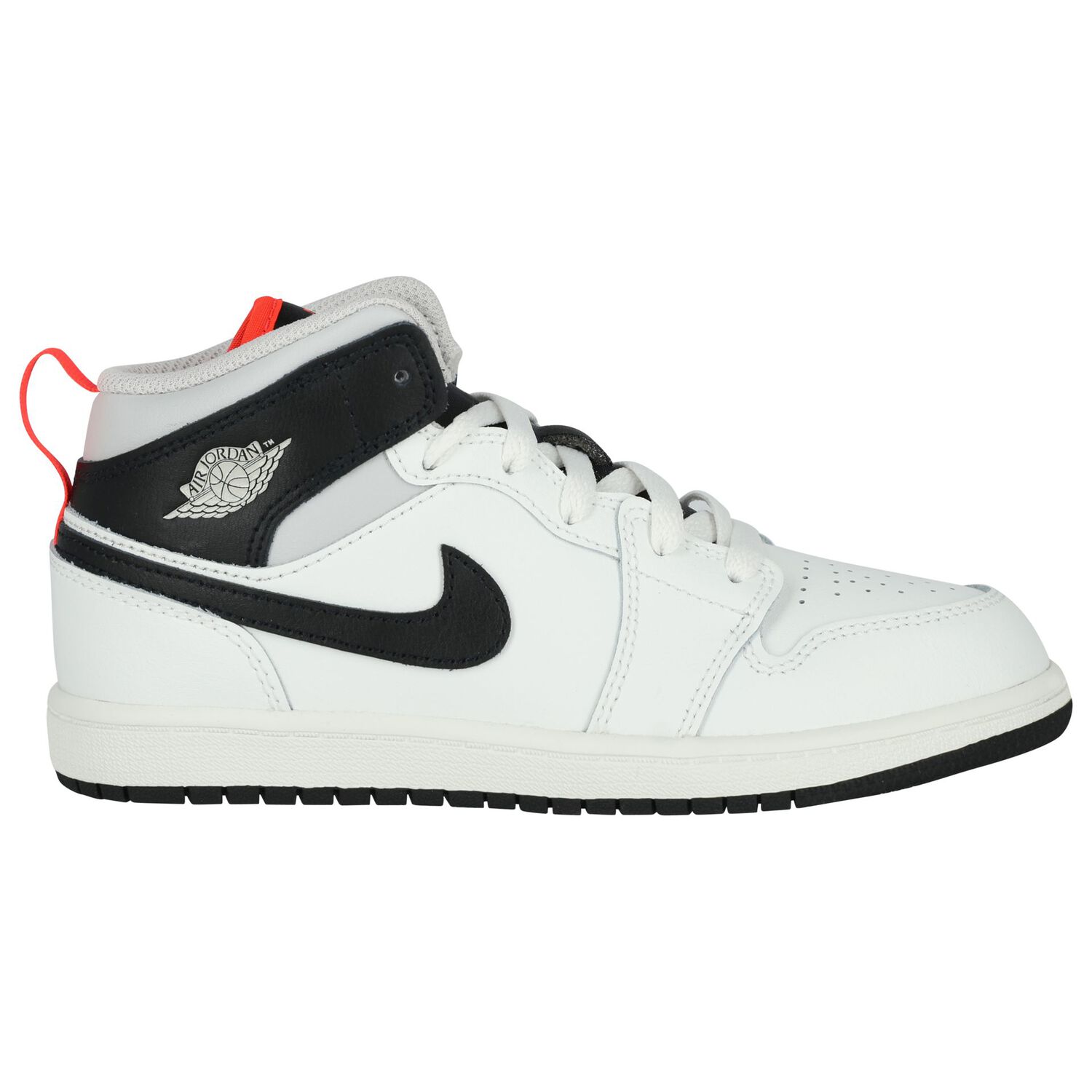 Black , Grey & White Air Jordan 1 Mid Trainers, 5, hi-res