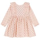 Girls Pink Ruffled Cherry Dress, 1, hi-res