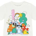 تيشيرت أولاد بالشعار باللون الأبيض, 1, hi-res