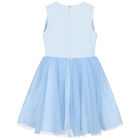 Girls Blue Tulle Bow Dress, 1, hi-res