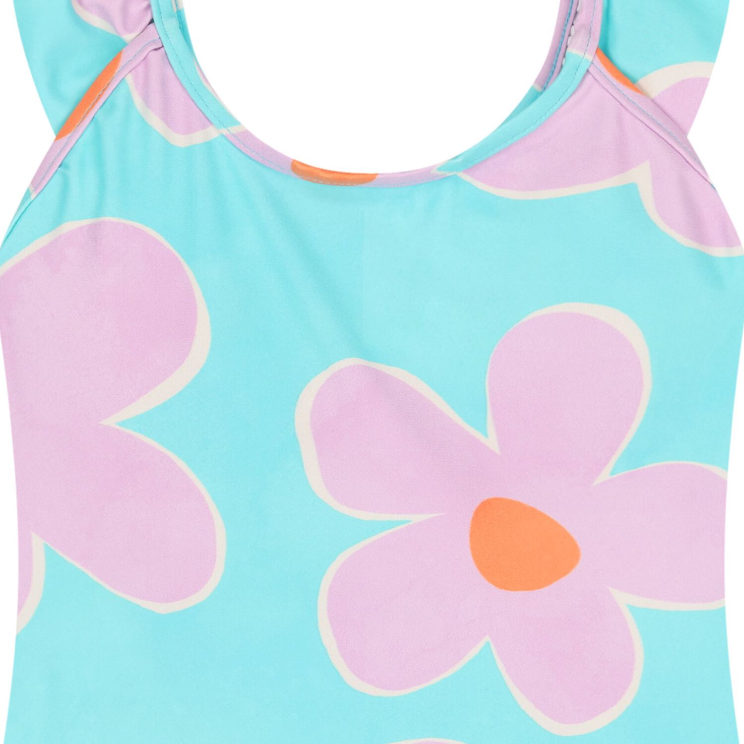 ملابس سباحة للبنات باللونين الأزرق والبنفسجي بنقشة زهور, 1, hi-res