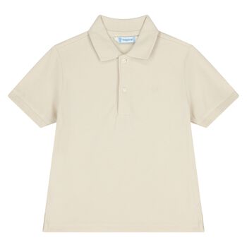 Younger Boys Beige Logo Polo Shirt