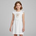 Girls White Logo Dress , 1, hi-res
