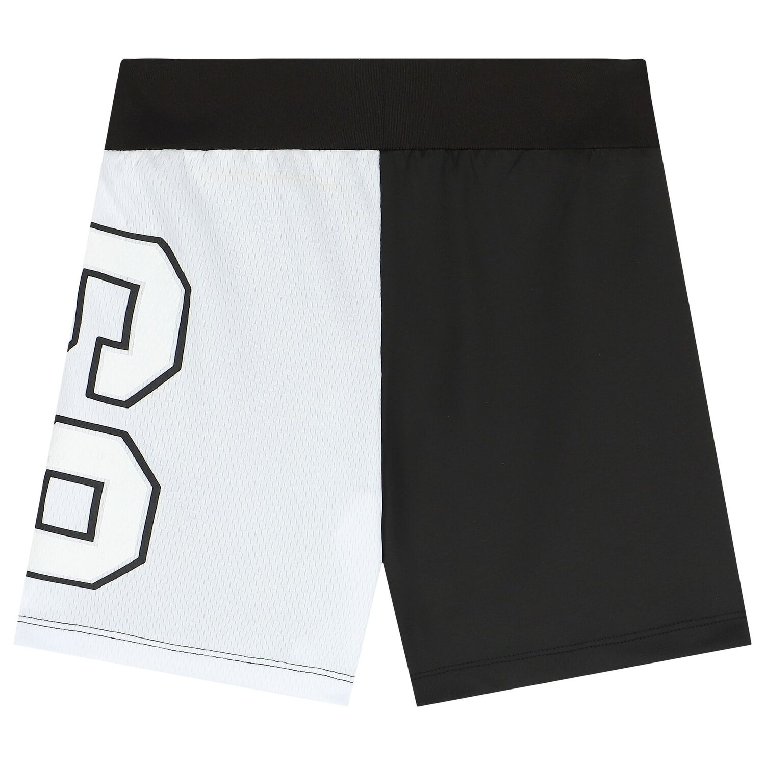 Boys Black & White Logo Shorts, 1, hi-res