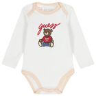 Beige & White Teddy Bear Logo Baby Bodysuit Set, 4, hi-res