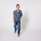 Boys Navy Blue Pine Tree Shirt, 1, hi-res