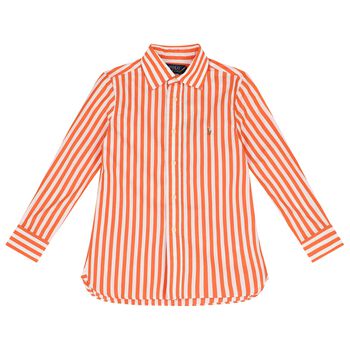 Boys Orange & White Logo Shirt