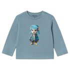 Younger Boys Blue Tiger Long Sleeve Top, 1, hi-res