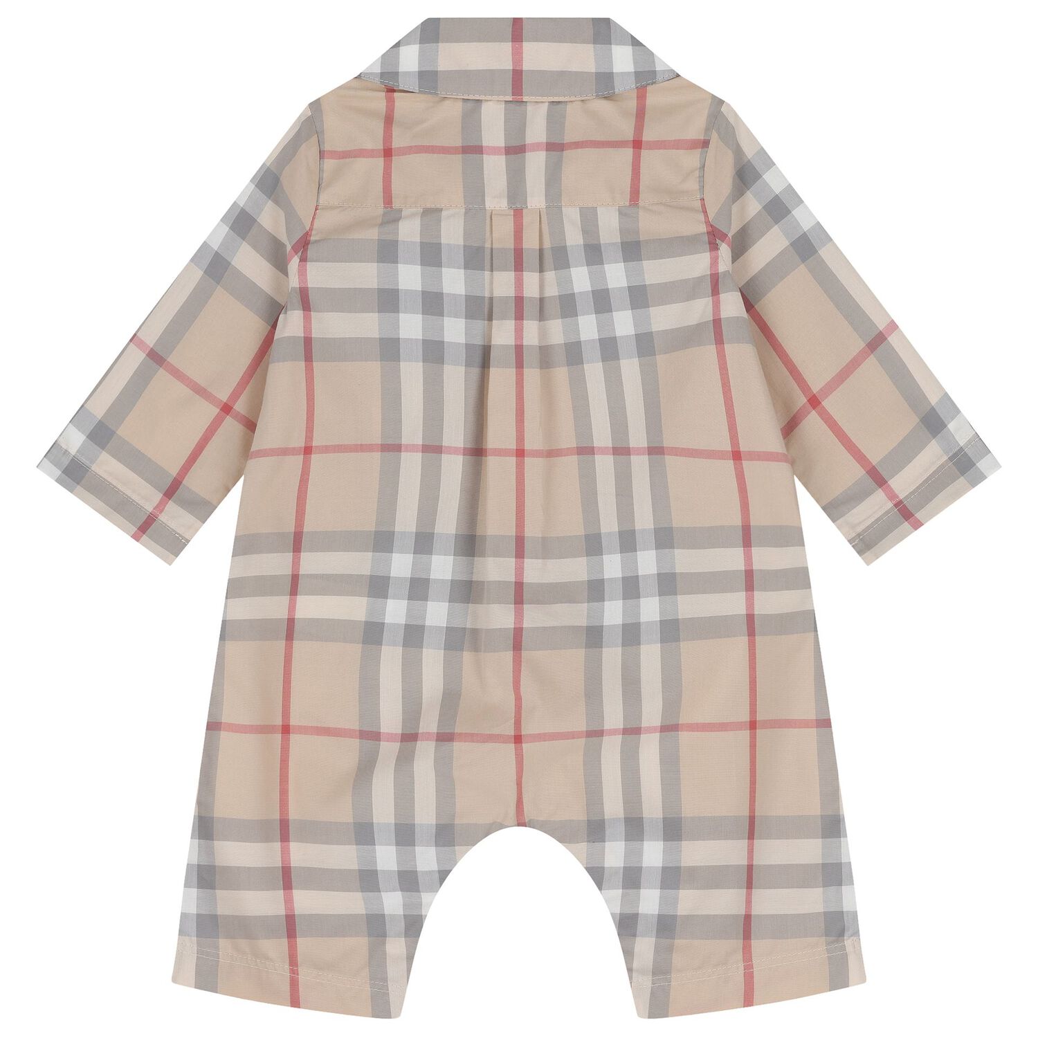 Beige Check Baby Romper, 1, hi-res image number null