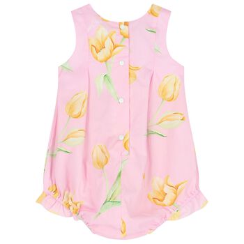 رومبير بنات بطبعة الزهور باللون الوردي