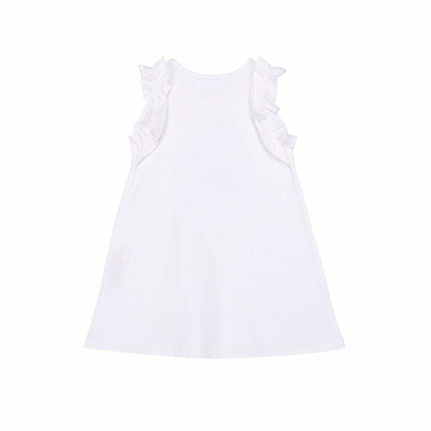 Younger Girls White Cotton Dress, 1, hi-res image number null