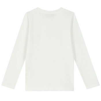 Girls Ivory Logo Long Sleeve Top