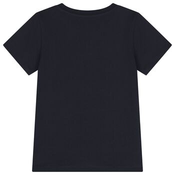 Boys Navy Blue Teddy Bear Logo T-Shirt