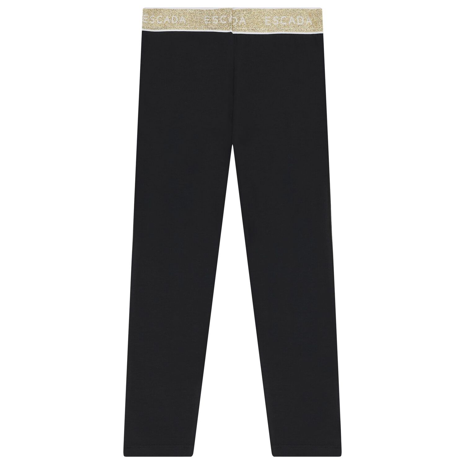 Girls Black & Gold Logo Leggings, 1, hi-res