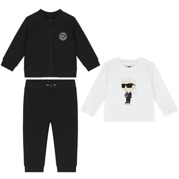 Younger Boys Black & White Logo 3-Piece Tracksuit
