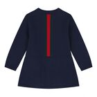 Baby Girls Navy Blue Web Striped Knit Dress, 1, hi-res