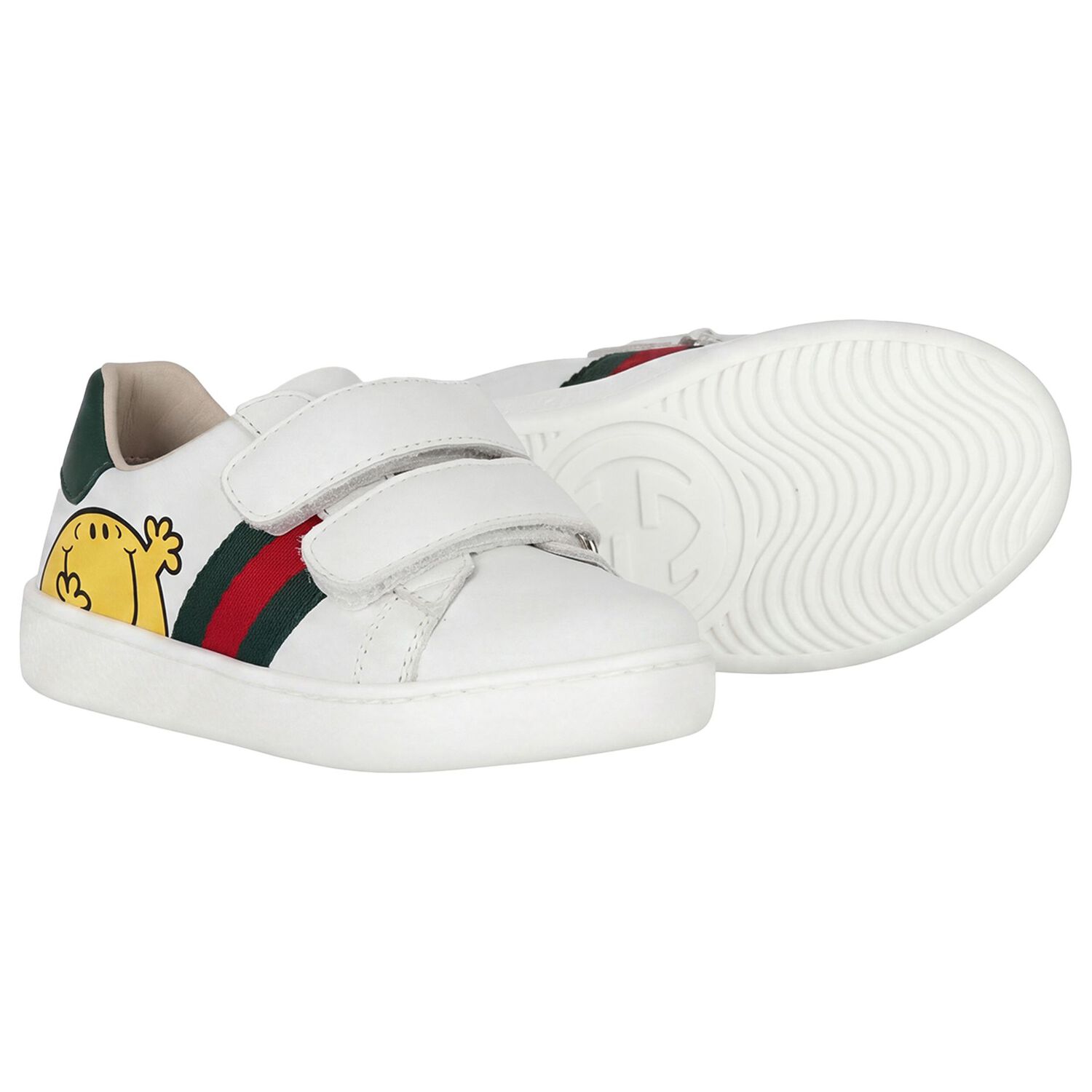 Younger Boys White Web Striped Logo Trainers, 1, hi-res