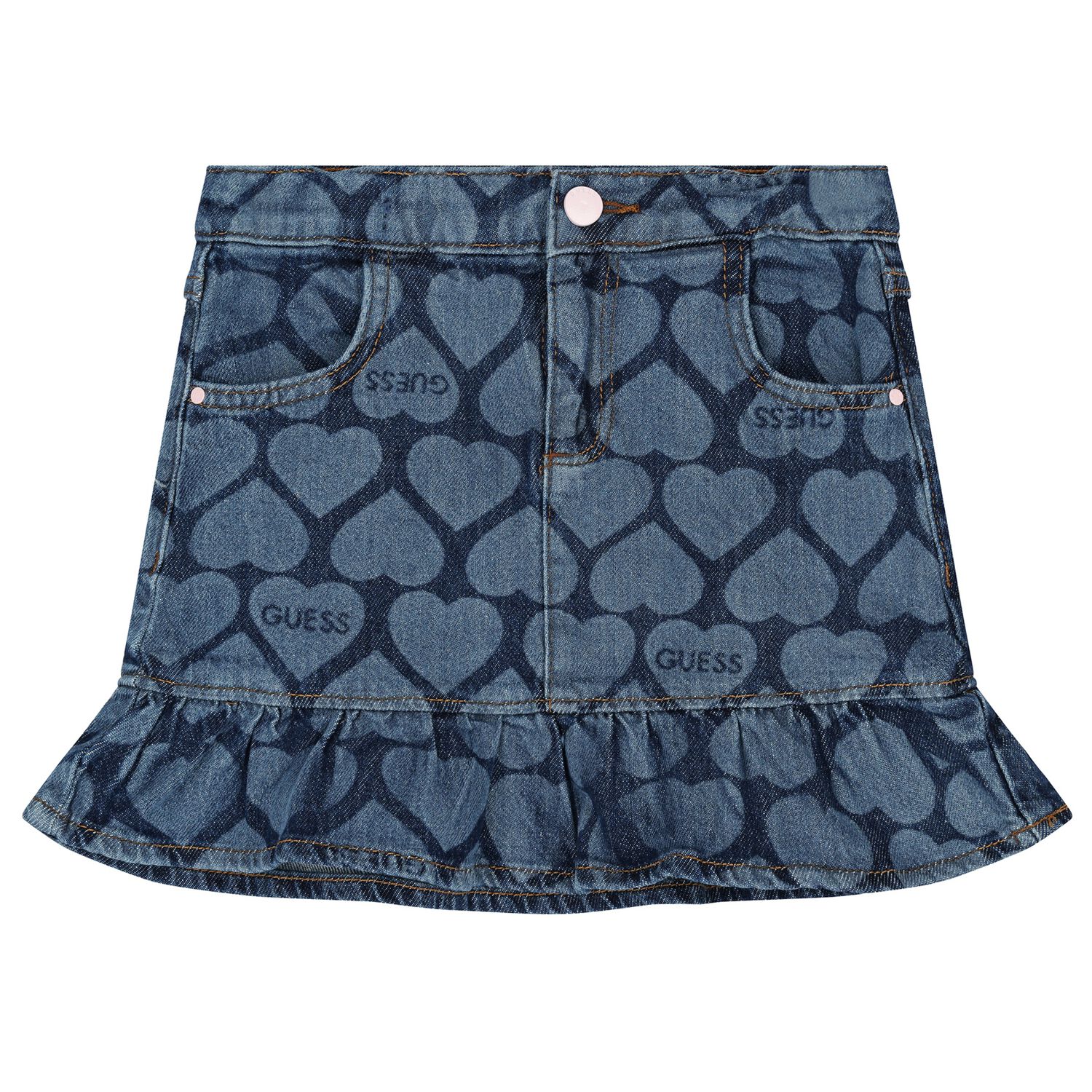 Girls Blue Logo Denim Skirt, 1, hi-res