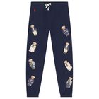 Girls Navy Blue Polo Bear Joggers, 1, hi-res