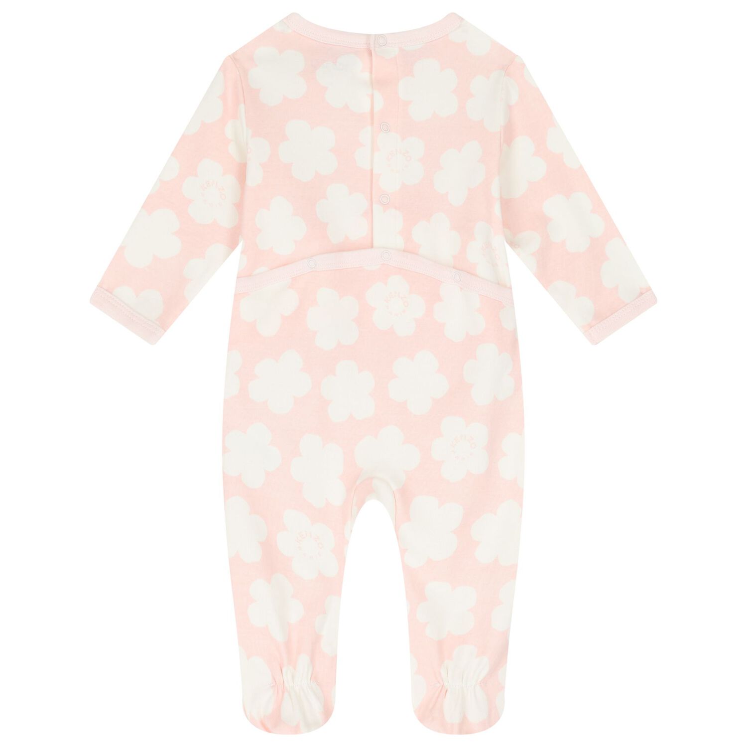 Baby Girls White & Pink Boke Flower Babygrows ( 2 Pack ), 2, hi-res