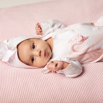 Baby Girls White Swan Babygrow
