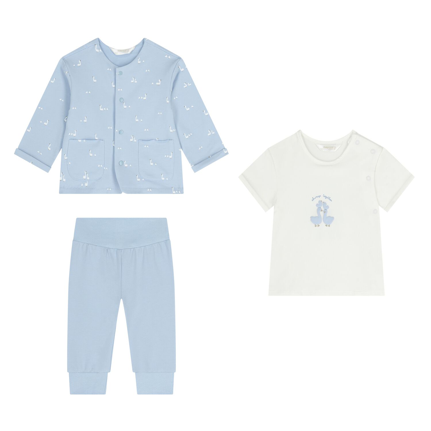 Baby Boys White & Blue Tracksuit Set ( 3 Piece ), 3, hi-res