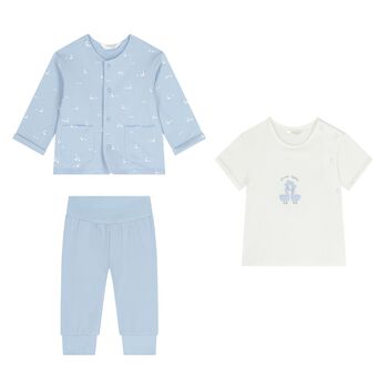 Baby Boys White & Blue Tracksuit Set ( 3 Piece )