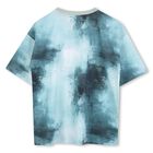 تي شيرت أولاد بالشعار باللون الأزرق والأبيض, 1, hi-res