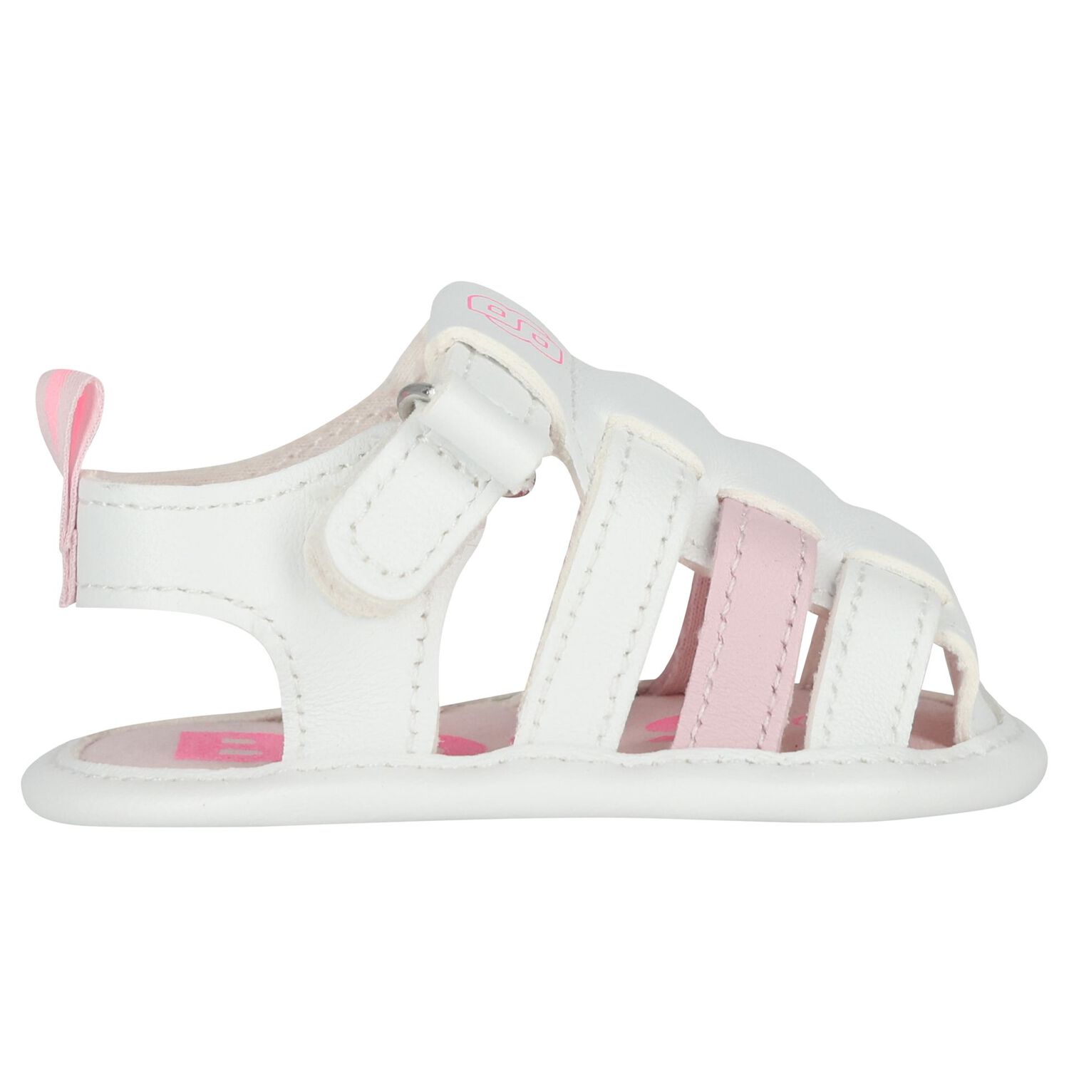 Baby Girls White Logo Sandals, 1, hi-res