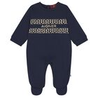 Baby Boys Navy Blue Logo Romper, 1, hi-res