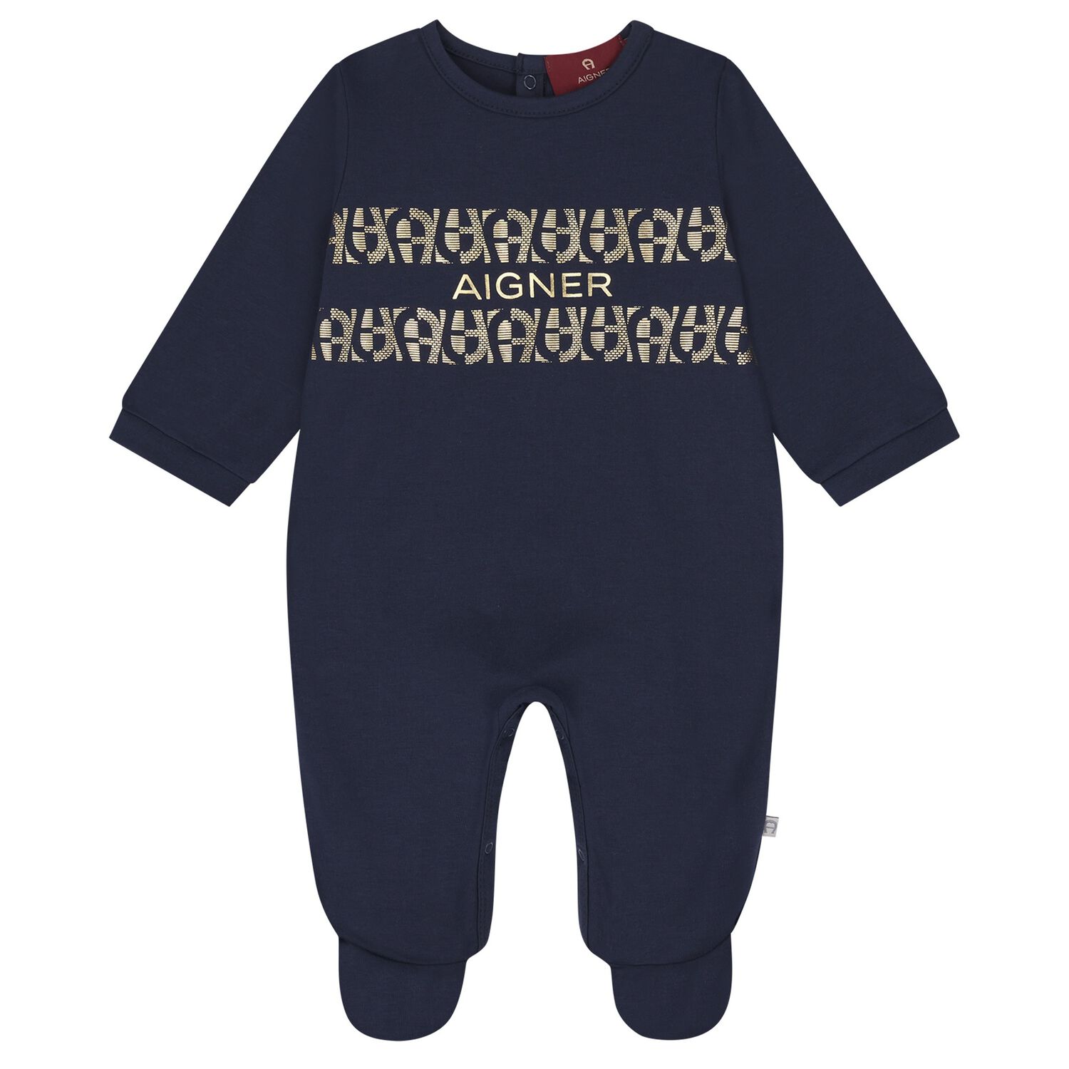 Baby Boys Navy Blue Logo Romper, 1, hi-res image number null
