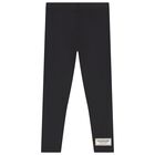 بنطال ضيق ناعم بشعار أسود للبنات, 1, hi-res