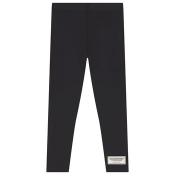 بنطال ضيق ناعم بشعار أسود للبنات