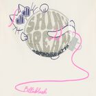 Girls Ivory Cat Long Sleeve Top, 1, hi-res