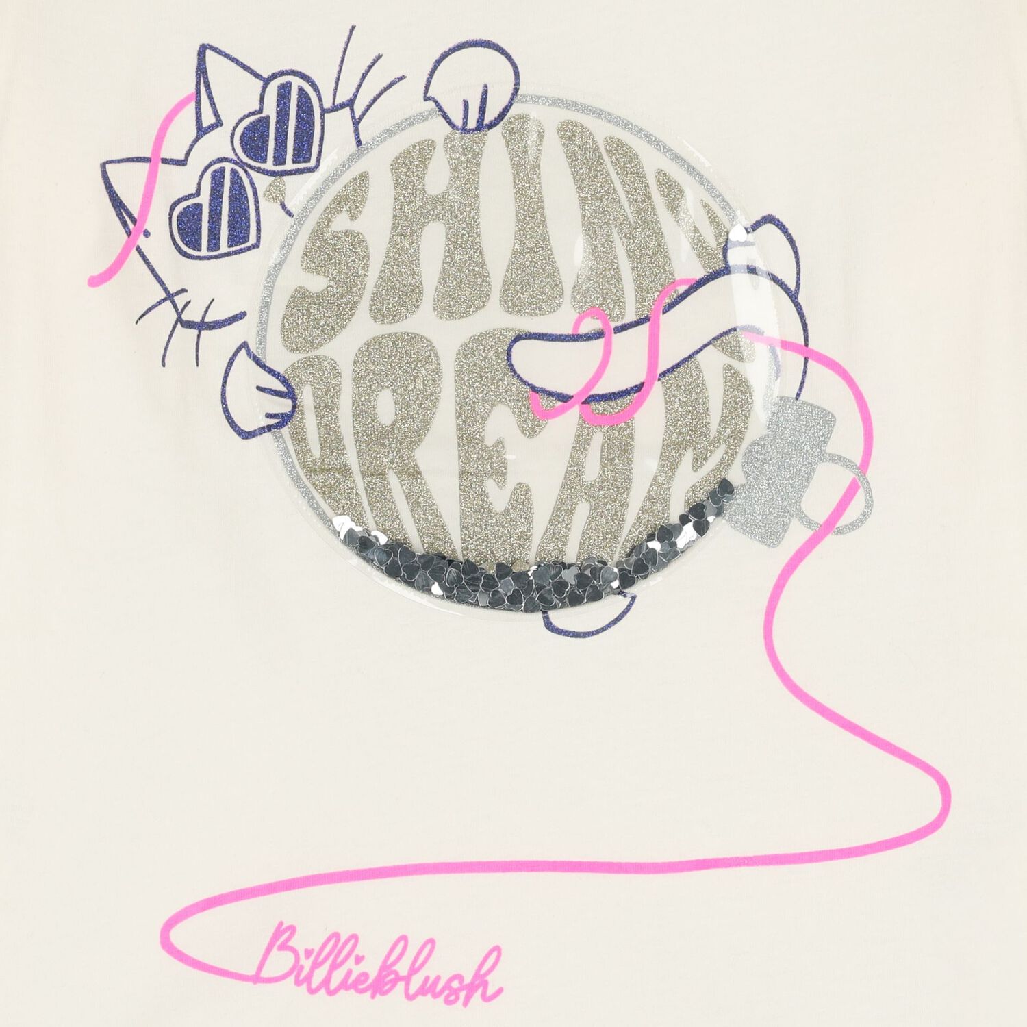 Girls Ivory Cat Long Sleeve Top, 1, hi-res