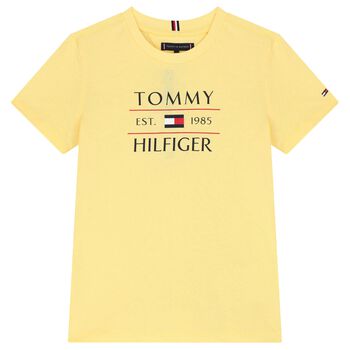 Younger Boys Yellow Flag Logo Cotton T-Shirt