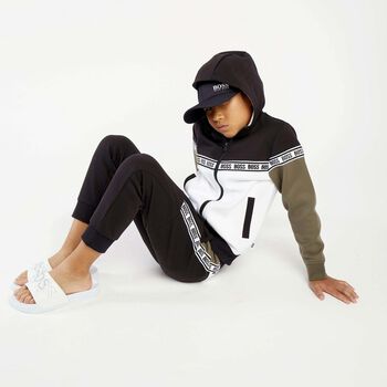 بنطلون رياضى بالشعار باللون الاسود للاولاد