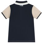 Boys White & Navy Blue Logo Polo Shirt, 2, hi-res