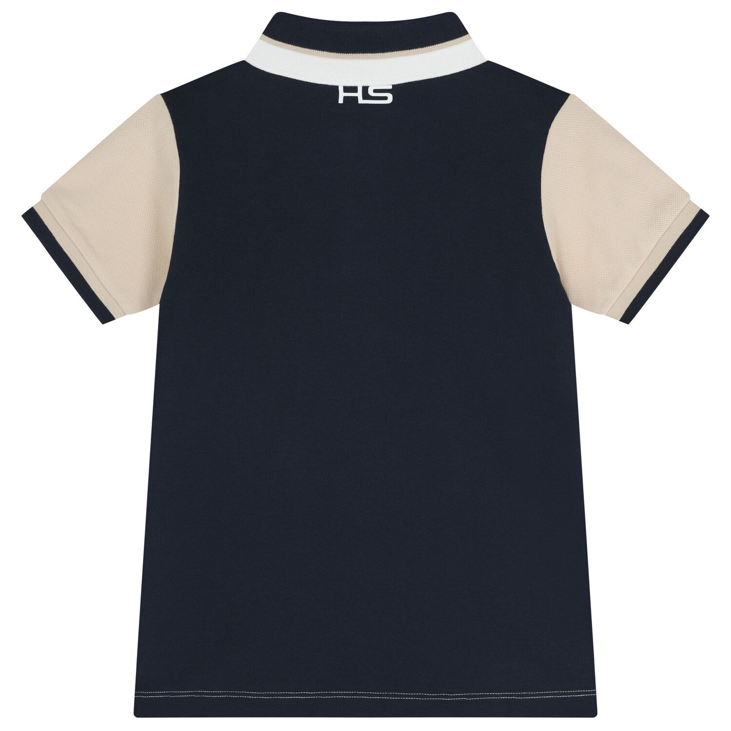Boys White & Navy Blue Logo Polo Shirt, 2, hi-res