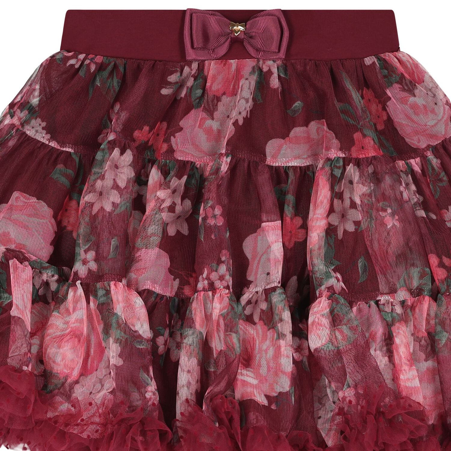Girls Burgundy Floral Pixie Tutu Skirt, 1, hi-res