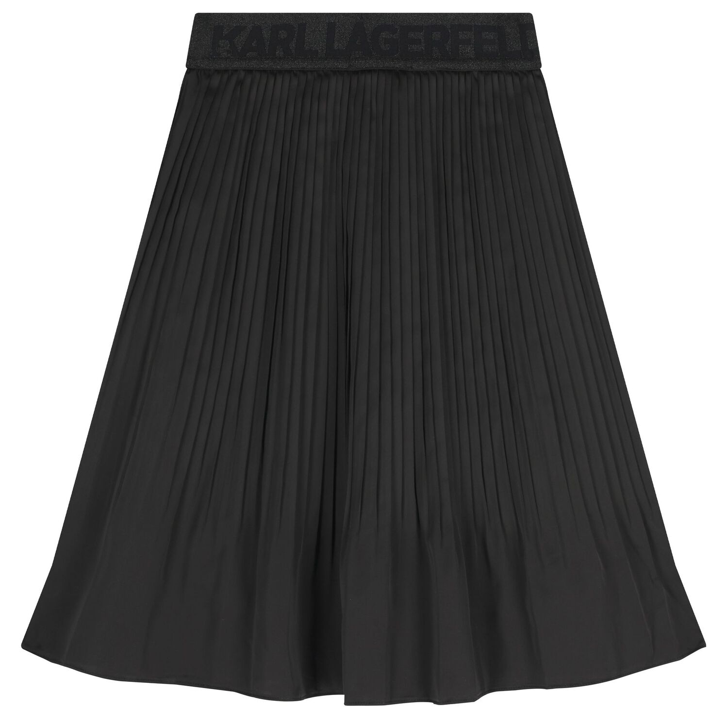 Girls Black Logo Pleated Skirt, 1, hi-res