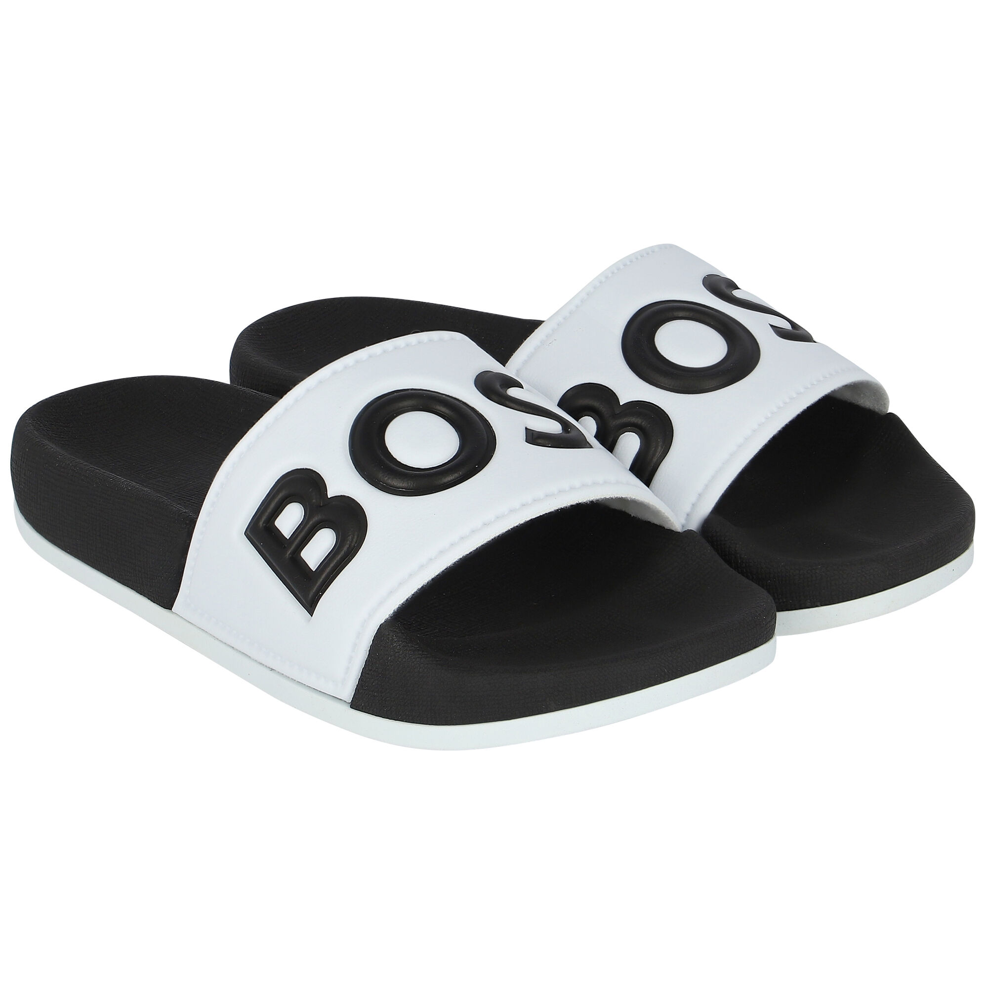 Hugo boss sliders discount black and white