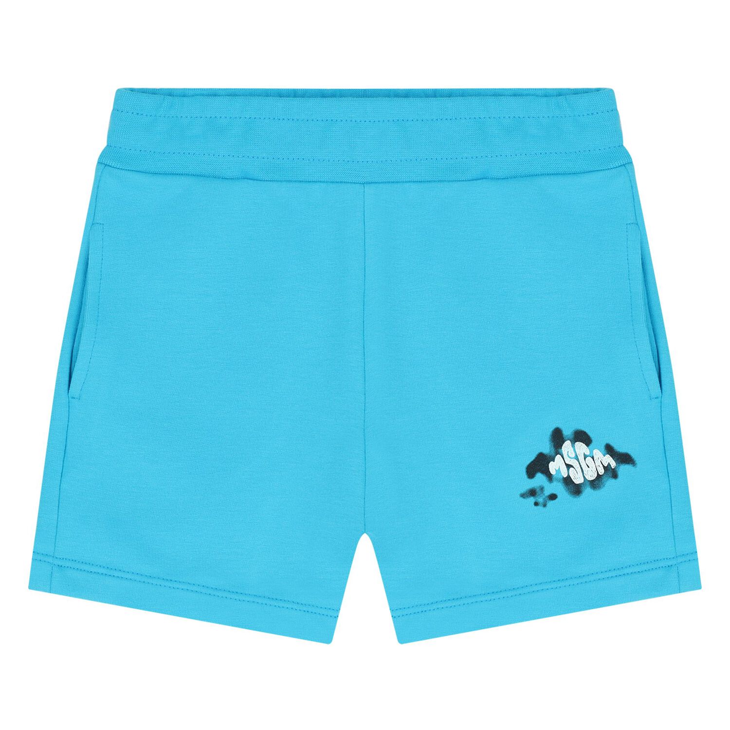 Younger Boys White & Blue Logo Shorts Set, 1, hi-res