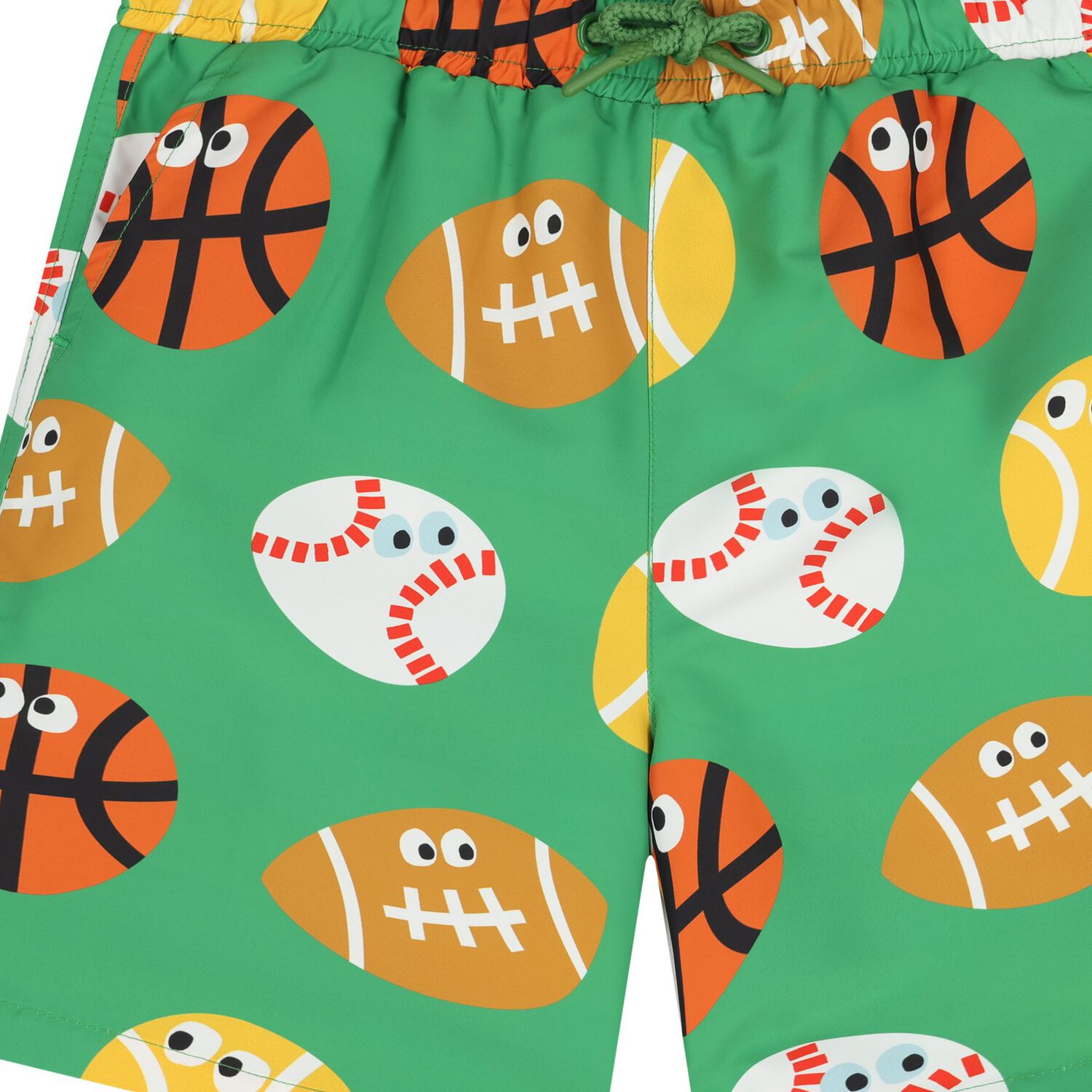 Boys Green Balls Swim Shorts, 1, hi-res