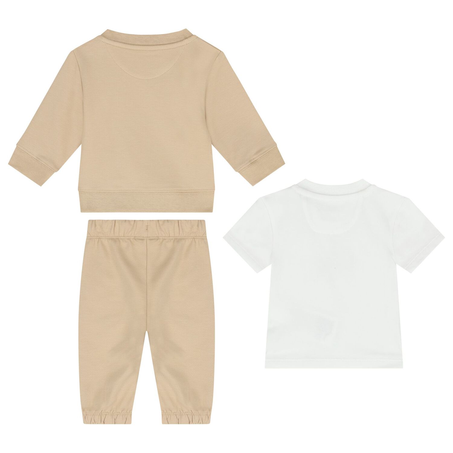 Beige & White 3-Piece Baby Tracksuit Gift Set, 3, hi-res