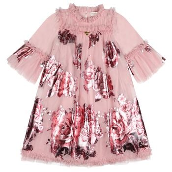 Girls Pink Tulle Floral Kristi Dress