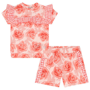 Girls Coral Roses Shorts Set